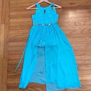 Speechless Kids size 8 Aqua Lace-Accent Walk-Through Romper - Girls